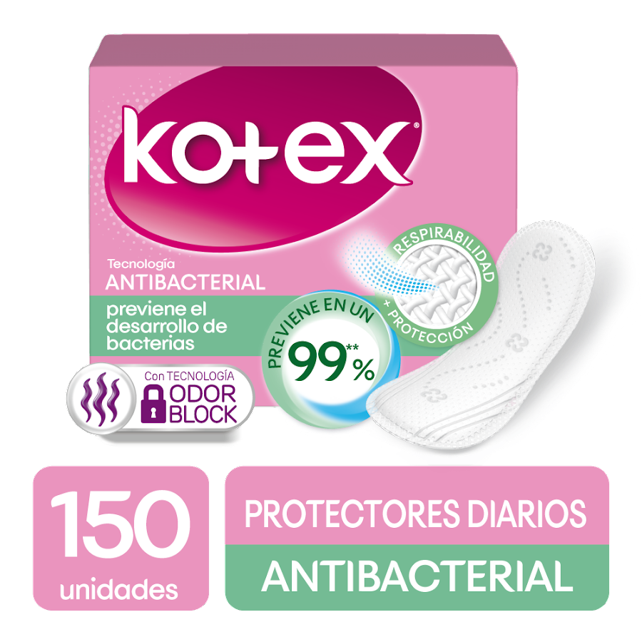 Protectores Kotex Antibacterial x 150Und