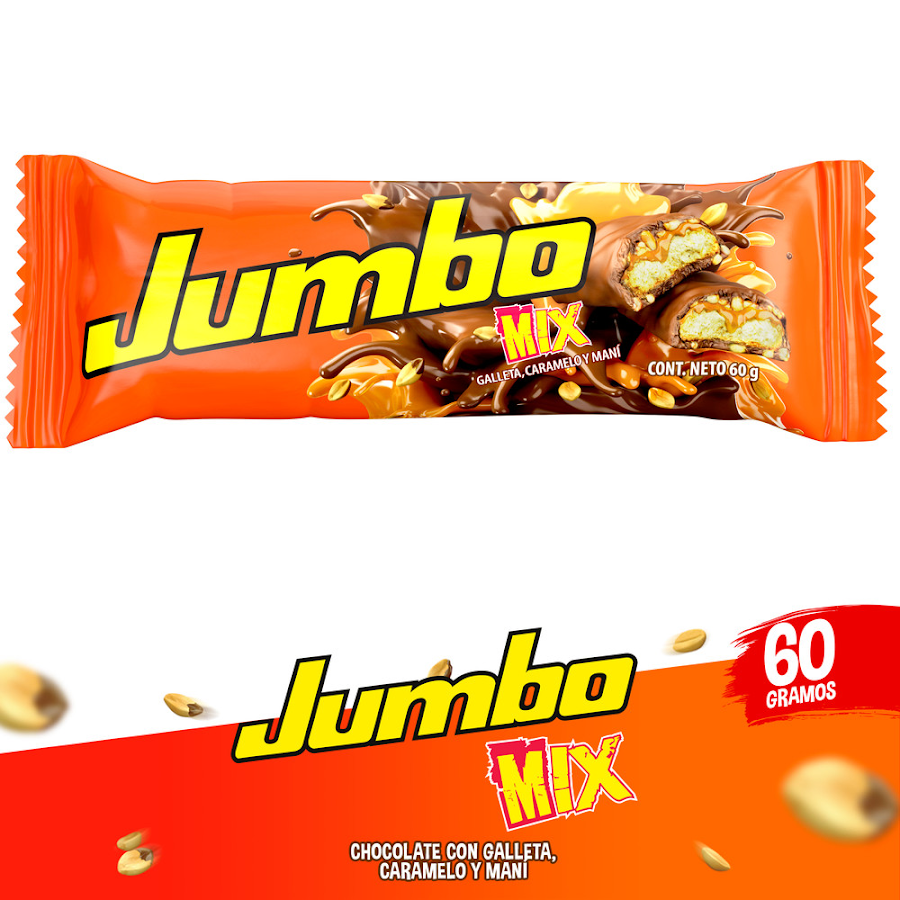 Chocolatina JUMBO MIX Galleta Caramelo Maní x60g