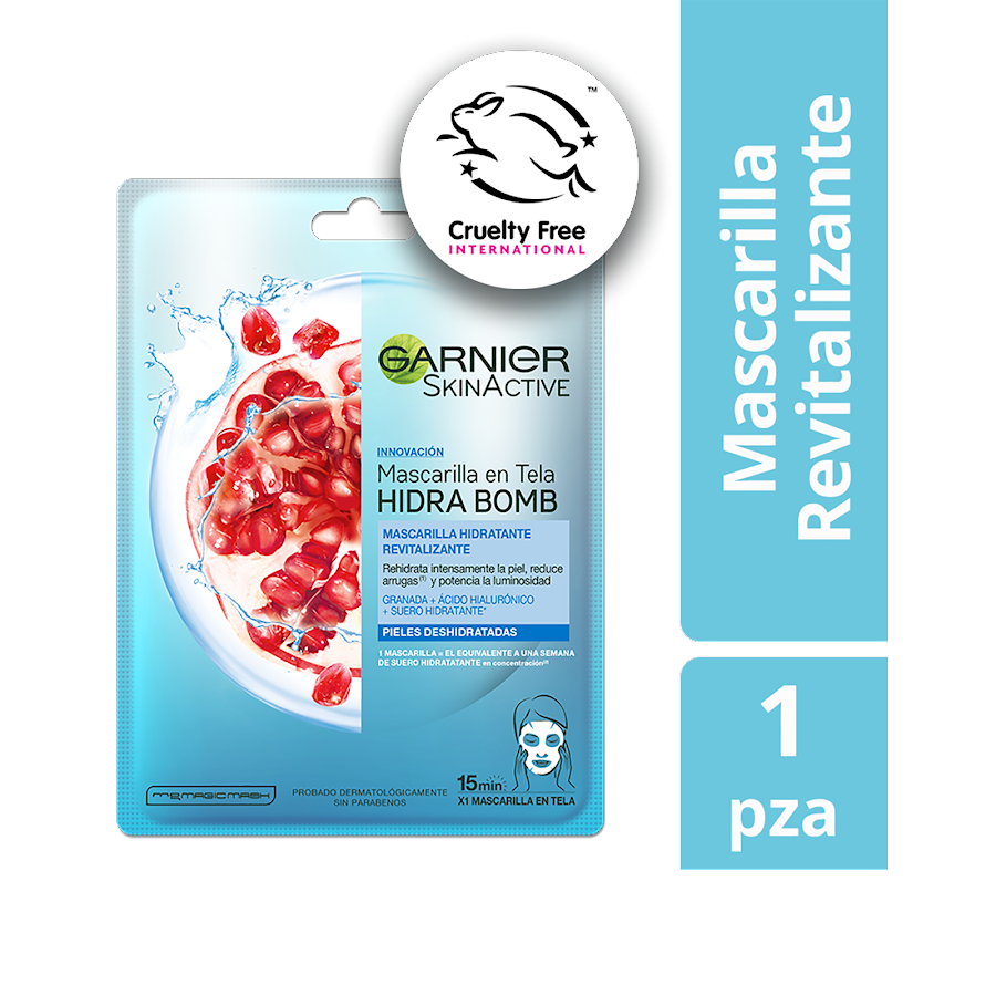 Mascarilla Garnier Skin Active de Tela Sachet Revitalizante Granada x32gr