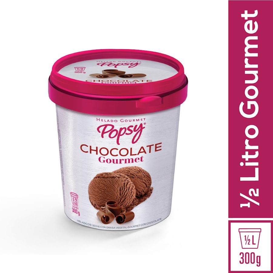 Helado Popsy Chocolate 4 porciones x 1/2 Litro/300Gr