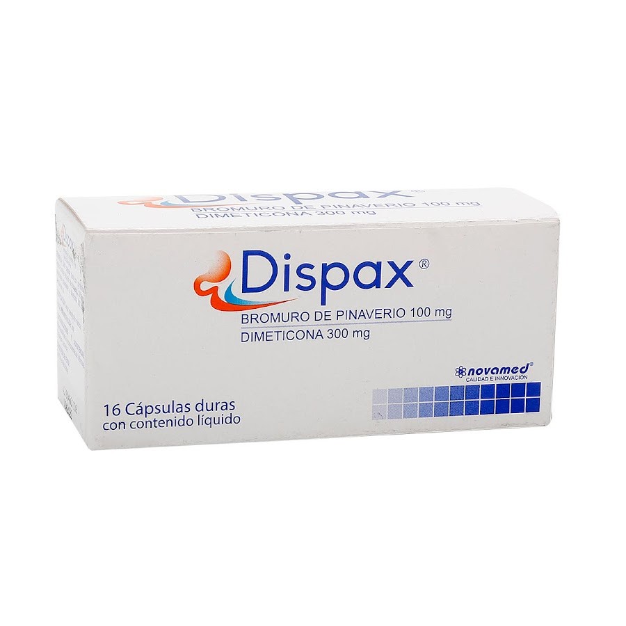 Dispax Bromuro De Pinaverio 100mg Novamed Dimeticona 300mg Caja x 16 Capsulas