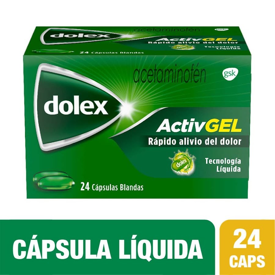 DOLEX Activ Gel 500mg Cápsulas Líquidas Caja x24Cap. GSK Acetaminofén