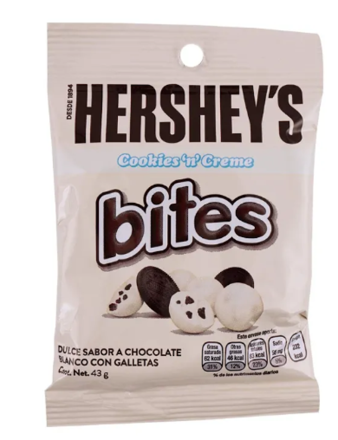 Chocolate Hersheys Bites cookies and Cream X 43Gr