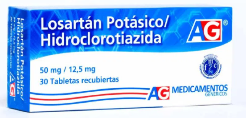 Losartan 50Mg Hidroclorotiazida 12.5 Mg AG Caja x 30Tab