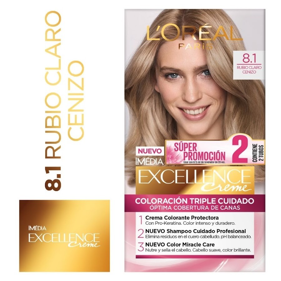 Oferta L´OREAL EXCELLENCE CREME Rubio Claro Ceniza 8.1 Prom.Esp.x2tub
