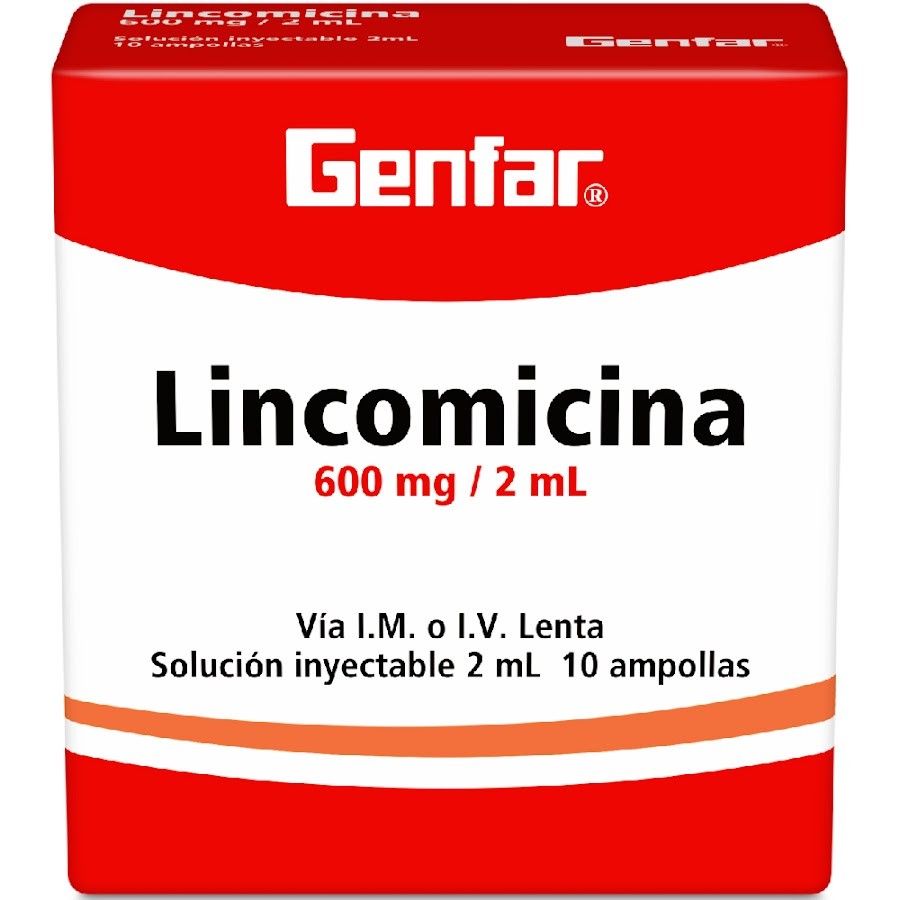Lincomicina Inyectable 600mg/2ml Genfar Caja x 10Ampollas