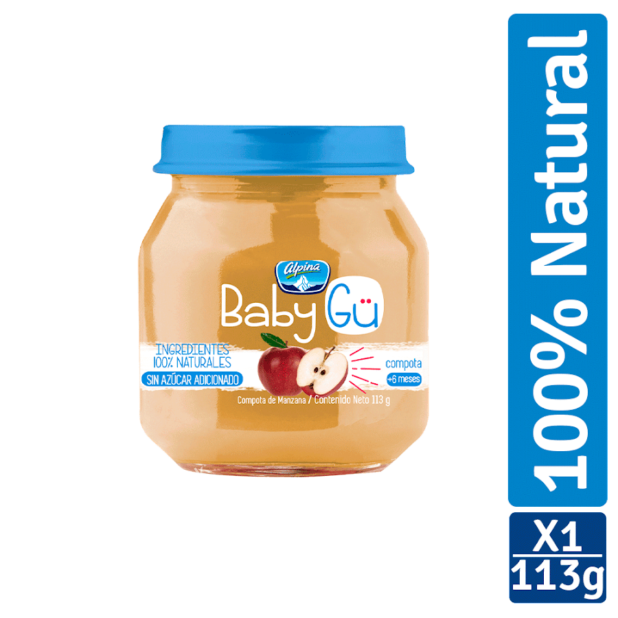 Compota Baby Gu Alpina Sabor Manzana +6Meses x 113Gr