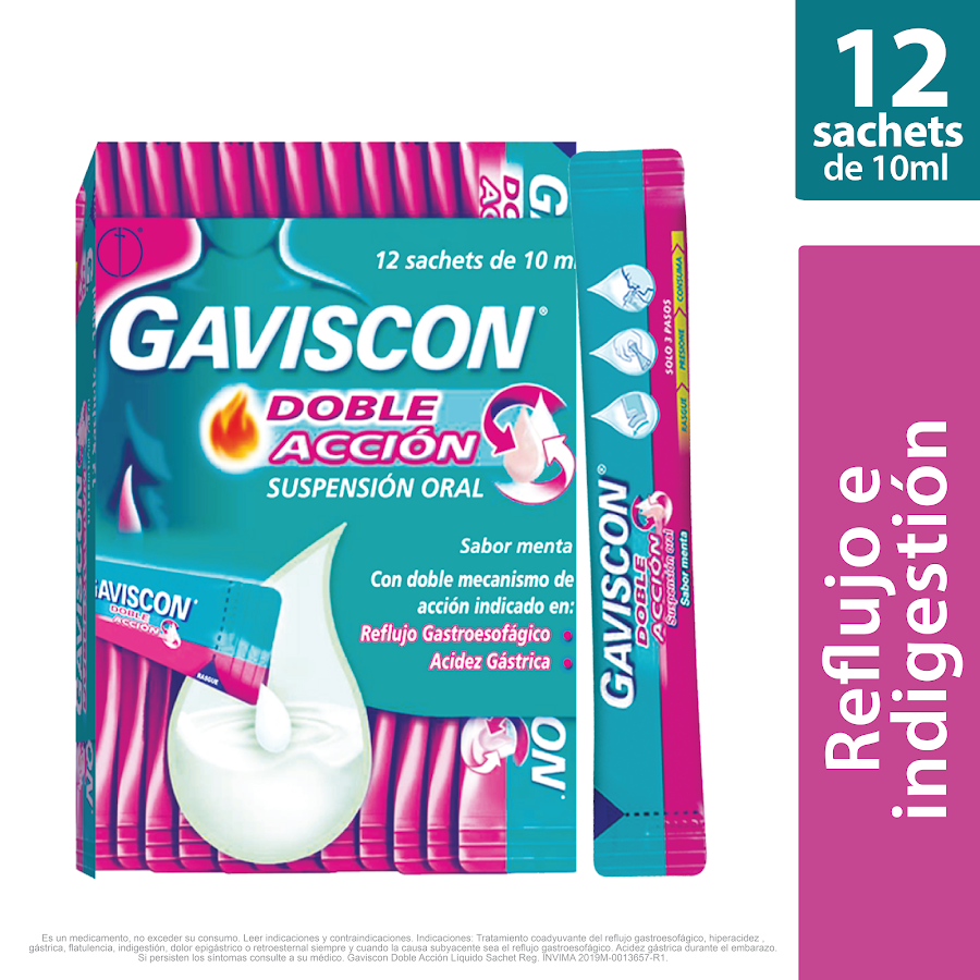 GAVISCON Doble Acción Sus. Oral Sachets x12sch. REC Alginato de Sodio