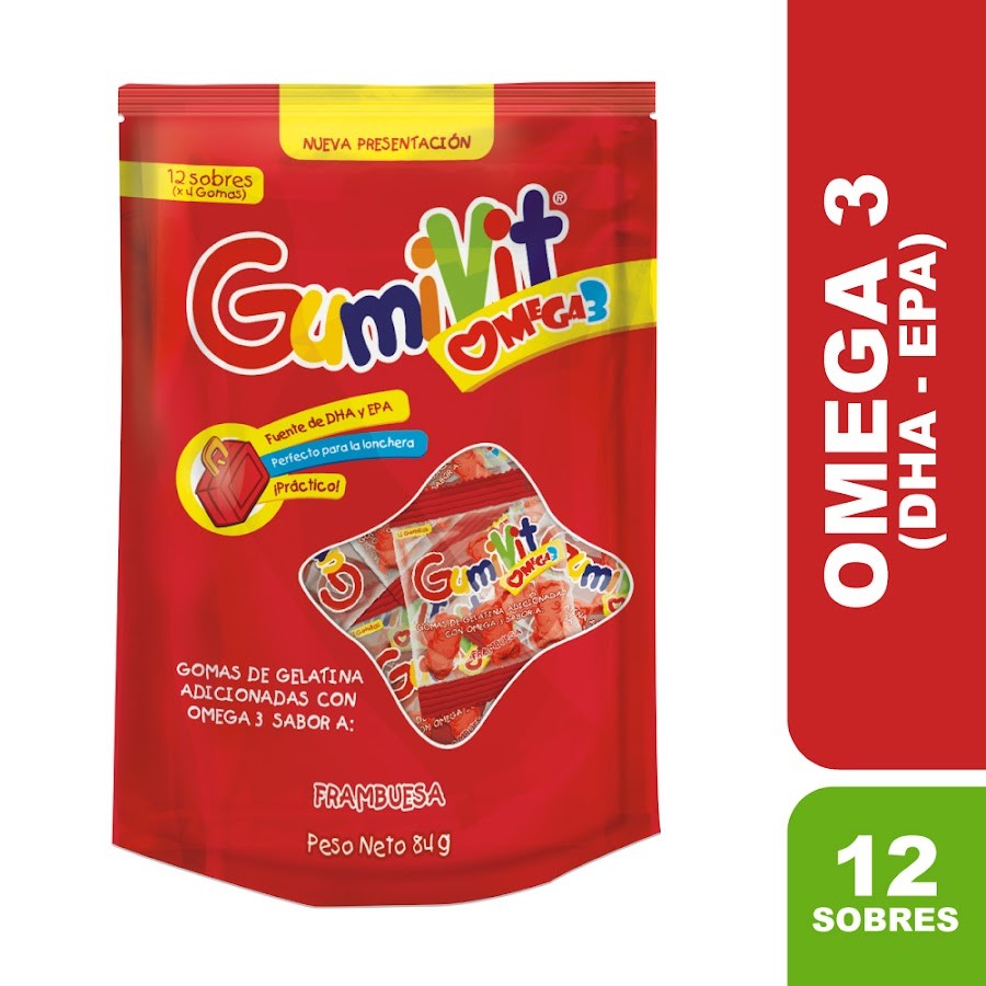 Gumivit Omega 3 Frambuesa Bolsa X 12 Minipacks