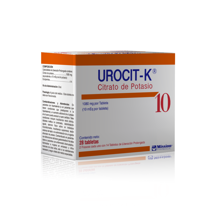 Urocit-K 10 Mission Pharmacal Citrato de Potasio Caja x 28 Tab