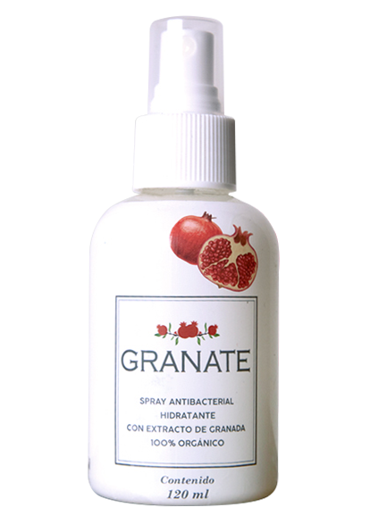 Spray antibacterial hidratante con aceite de granada 100% orgánico x 120ml