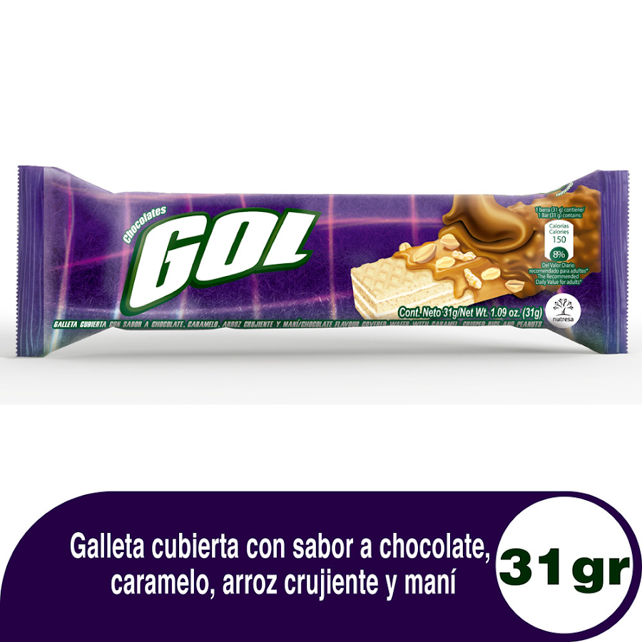 Chocolatina Gol Cubierta De Caramelo X31G. X1Und.