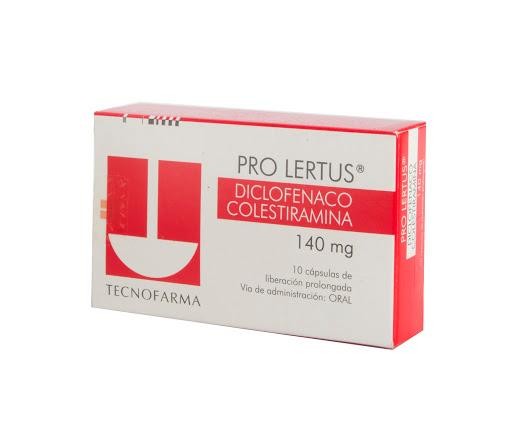 Pro Lertus 140Mg Cáp. Caj.x10Cap. Tecnofarma Diclofenaco Colestiramina