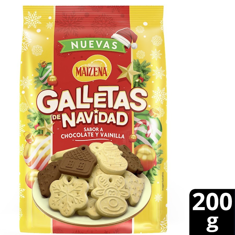 Galletas de Navidad Maizena Sabor Chocolate y Vainilla 200gr