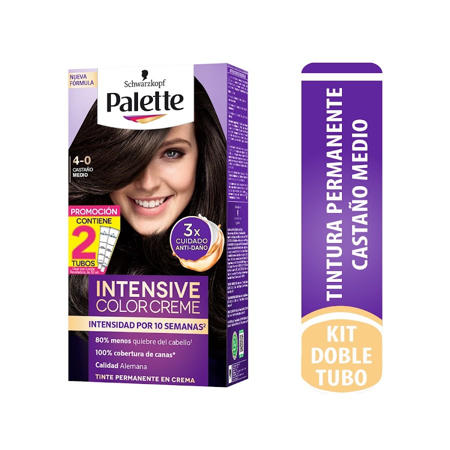 Tinte Schwarzkopf Palette Color Cream Permanente Castaño Medio 4-0 x 2Tubos