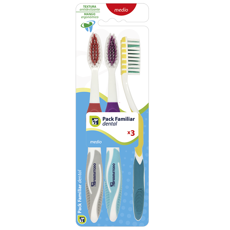 Cepillo Dental Familiar Farmatodo Pack X 3 Und