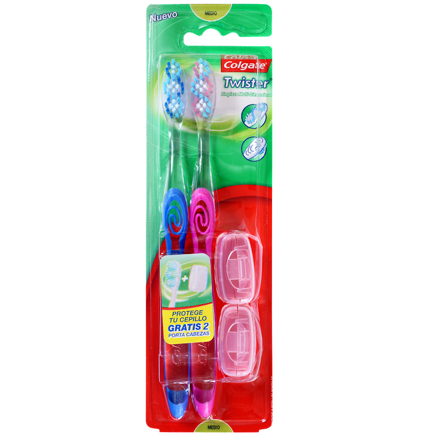 Oferta Cepillo Dental COLGATE Twister 2Und. Gratis Porta Cabezas x4Und