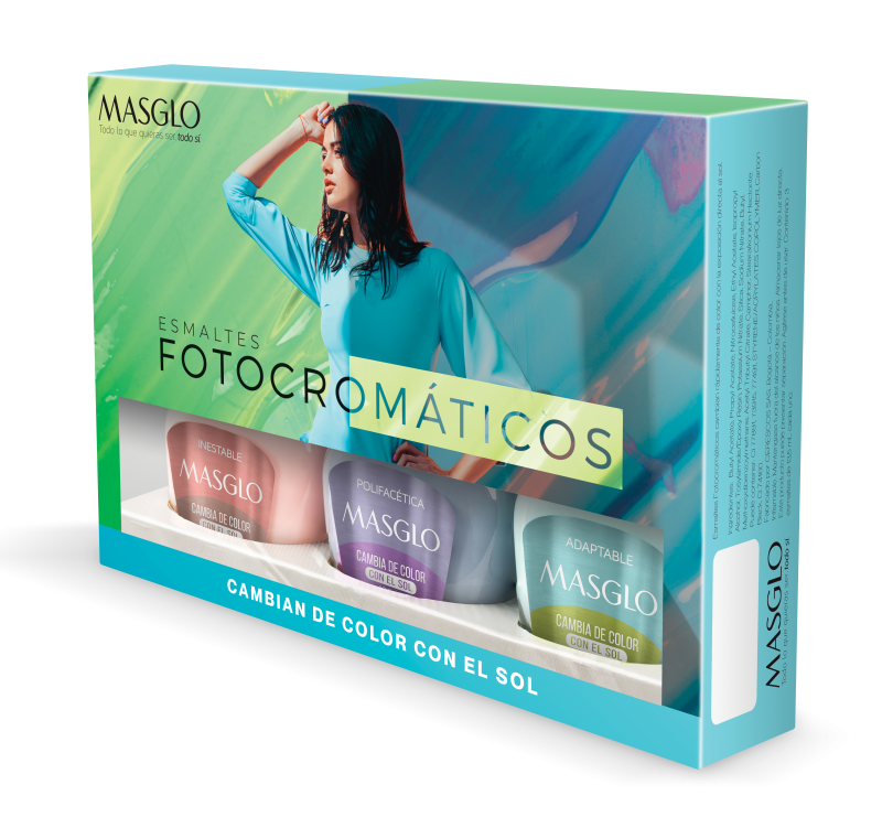 Kit Esmaltes Masglo Fotocromaticos #1 Caja Verde x 3Uni