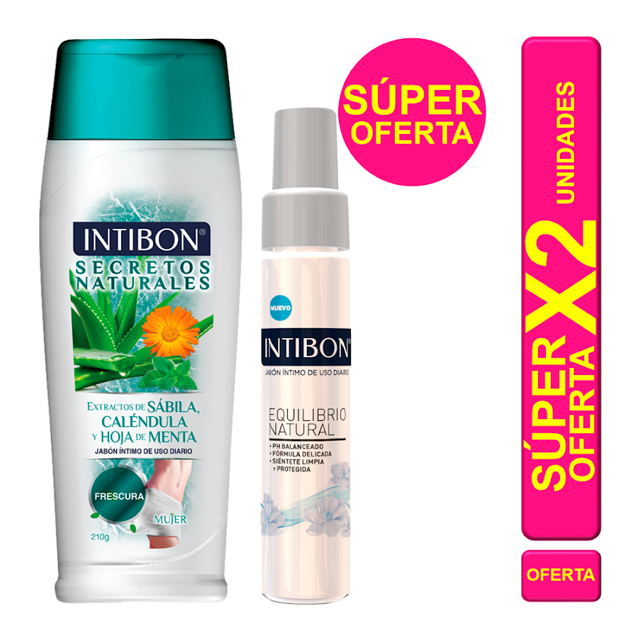 Oferta Jabón Intimo Intibon Natural x210g + Jabon intimo Equilibrio Natural x55g