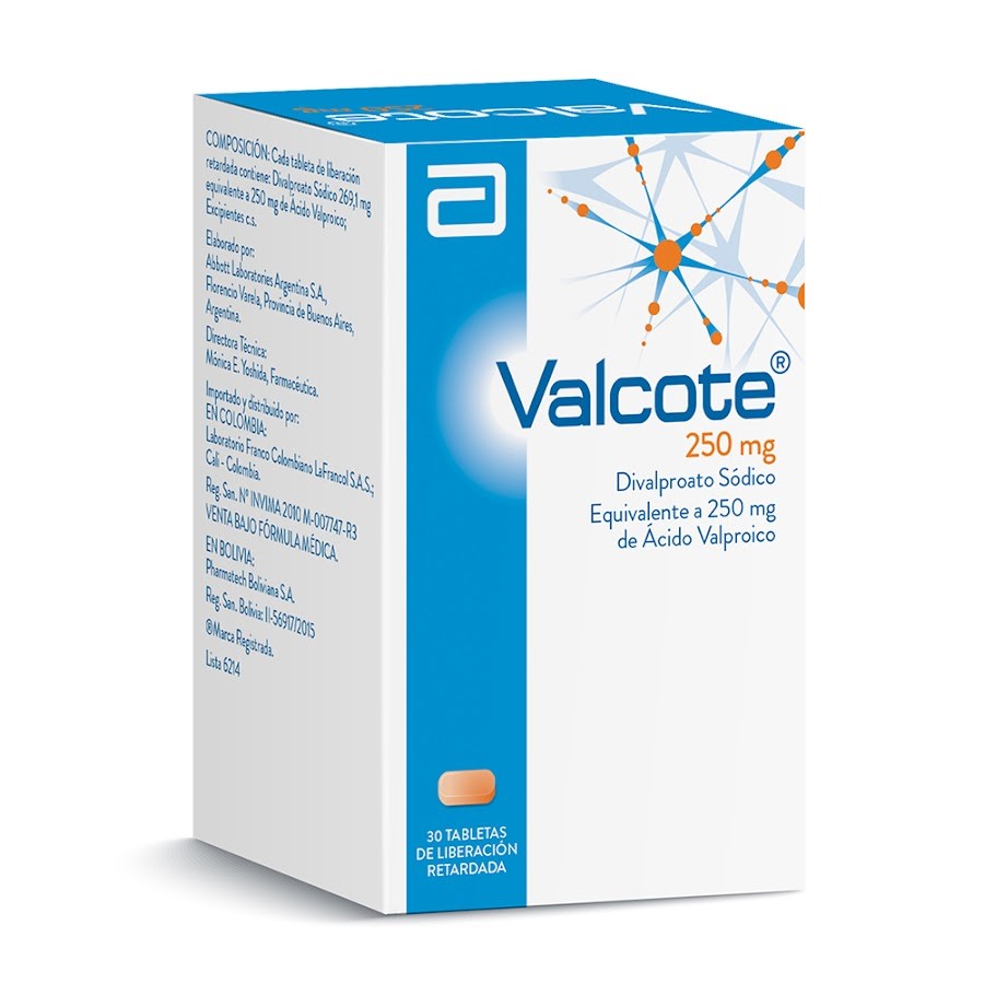 Valcote 250mg Tableta Caja x30tab. Abbott Divalproato Sódico
