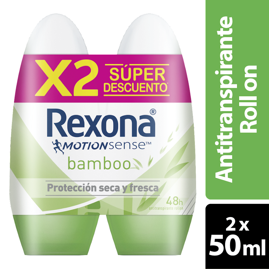Oferta Desodorante Rexona Women Bamboo Roll On 48H 2Und x 53Gr c/u
