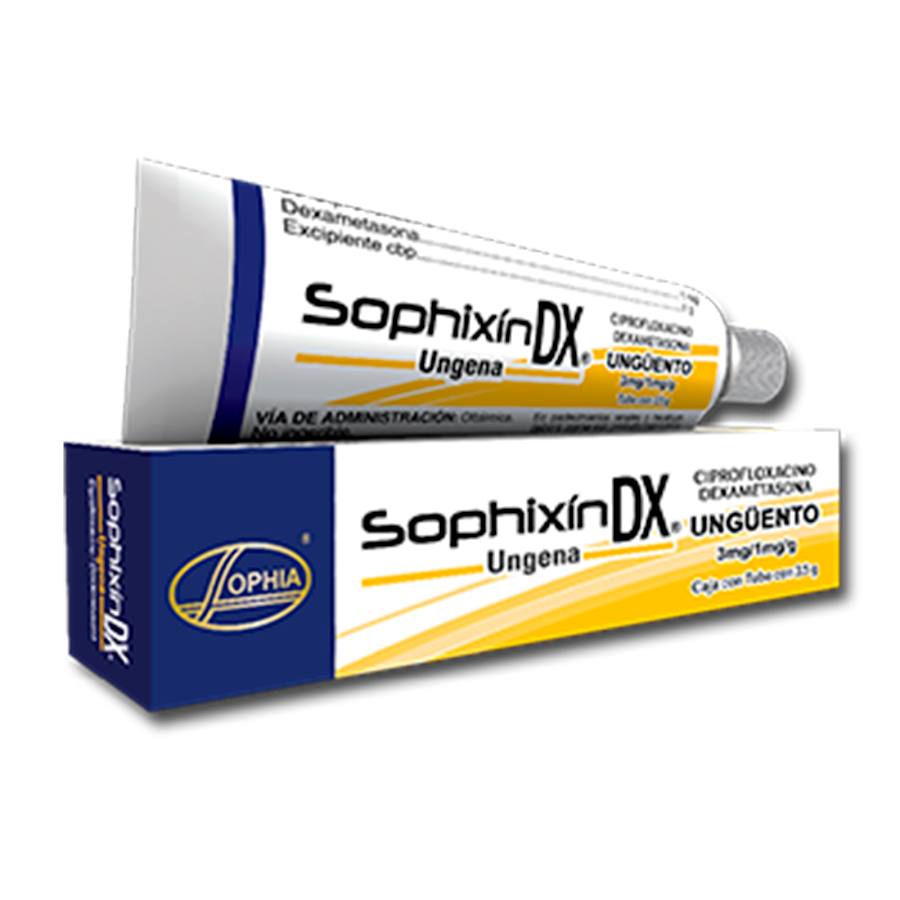 Sophixín Dx Ungena 3/1Mg Tubo X3.5G Sophia Ciprofloxacina Dexametasona