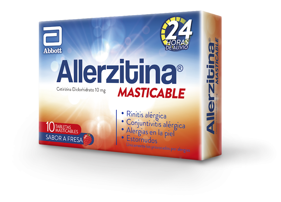 Allerzitina Masticable Sabor Fresa caja x 10 tabletas Cetirizina Diclorhidrato