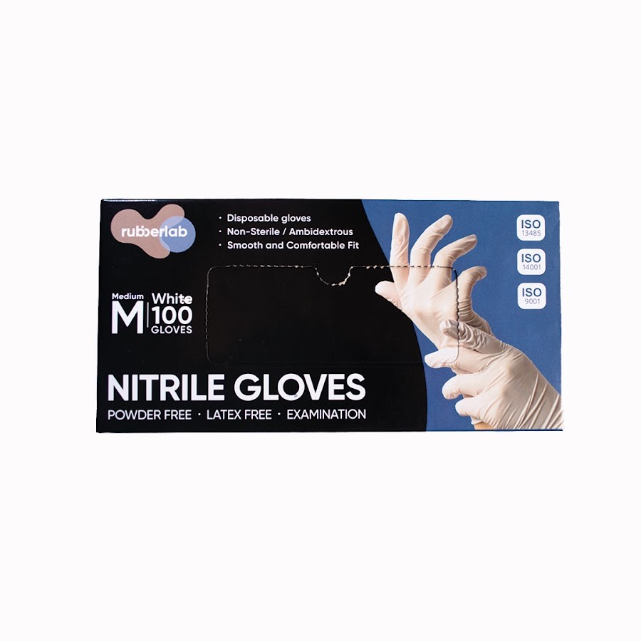 Guantes de Nitrilo Inverfarma Talla M Blanco x 100Und