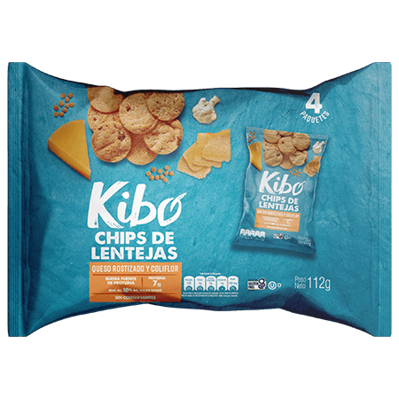 Pasabocas Kibo de Lentejas Queso Rostizado y Coliflor x112gr x4 Und