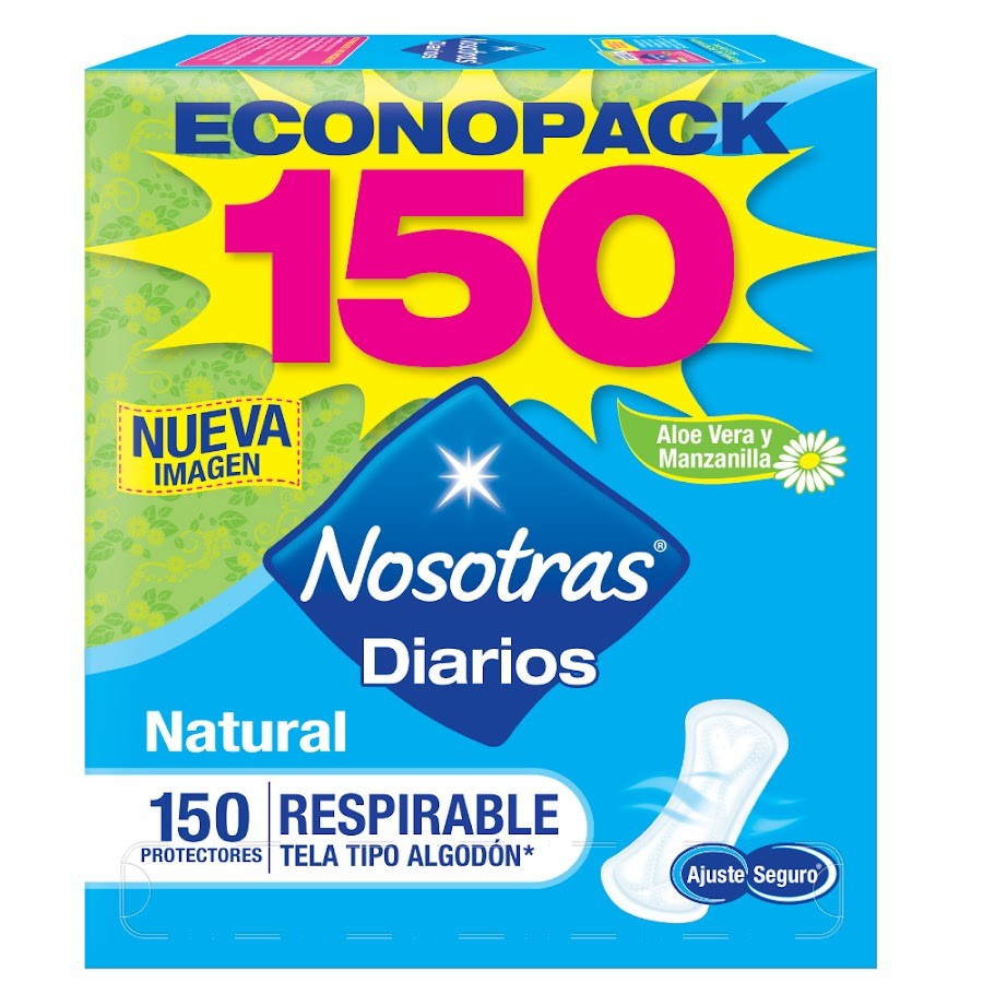 Protector NOSOTRAS Diarios Natural Respirable Algodón x150Und