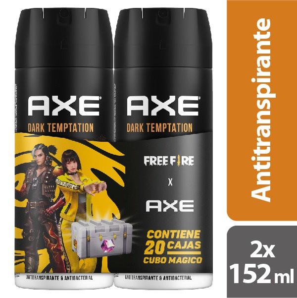 Oferta Desodorante Axe Men Dark Temptation x2 Und x152ml + Free Fire