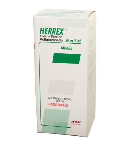 Herrex Caramelo 50mg Jarabe Frasco x120Ml. Farma Hierro Elemental