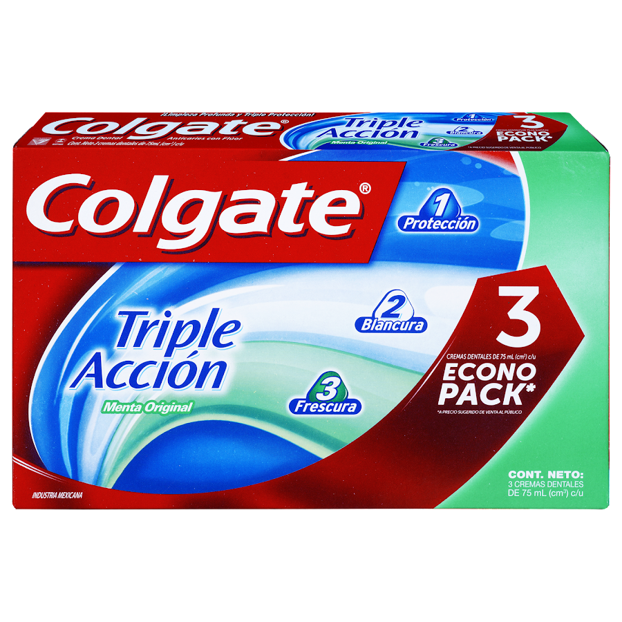 Oferta Crema Dental COLGATE Triple Acción Menta 75Ml. EconoPack x3Und