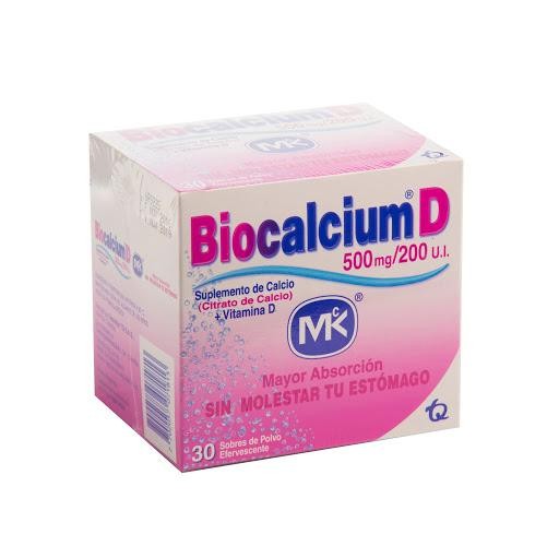 Biocalcium D 500Mg Sob. Efe. Caja x30Sob. TQ Citrato Calcio Vitamina D