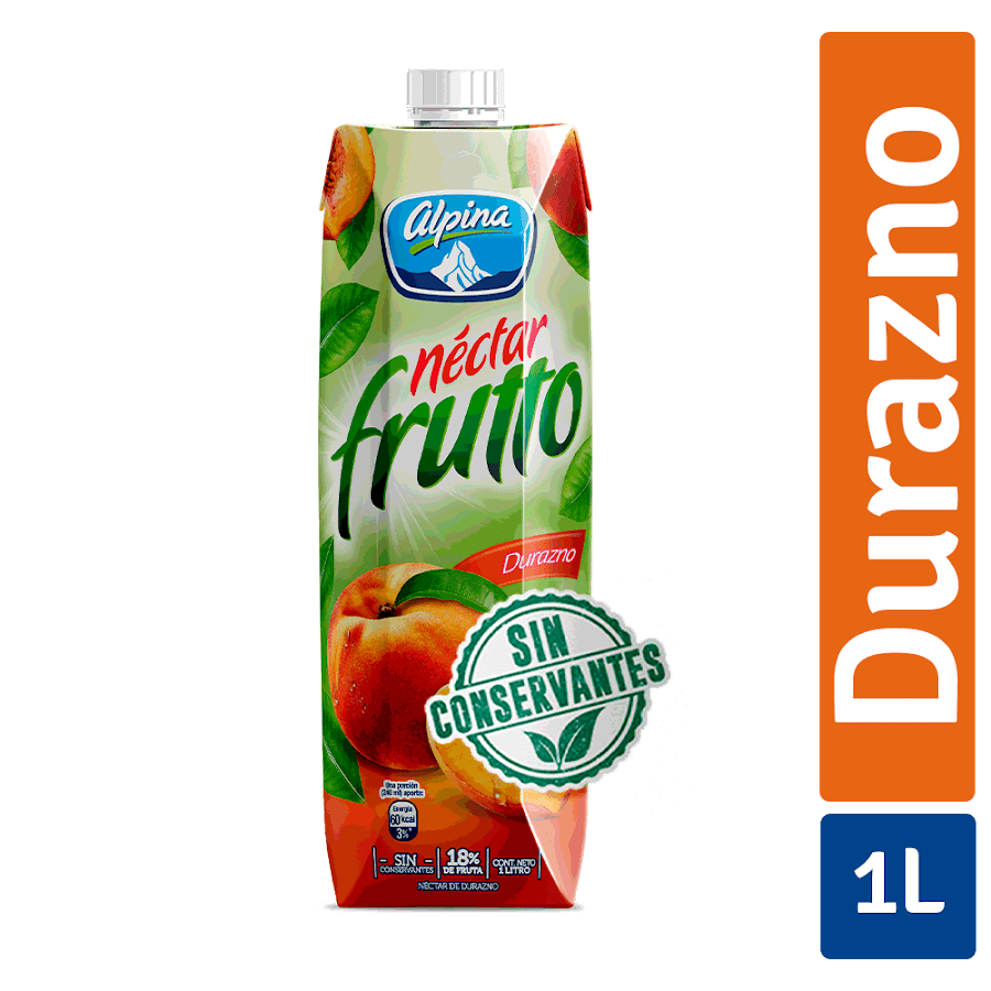 Néctar ALPINA Frutto Fructosa 40% Menos Calorías Durazno x1Lt