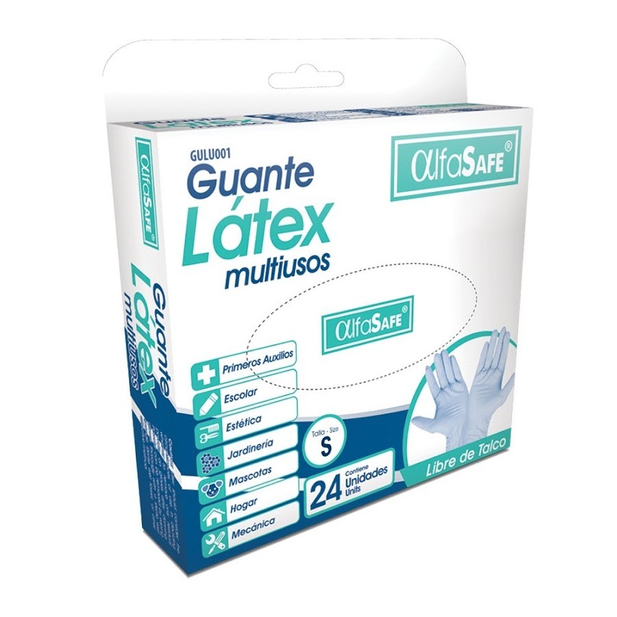 Guante de Latex Multiusos Alfasafe S Caja x 24Uni