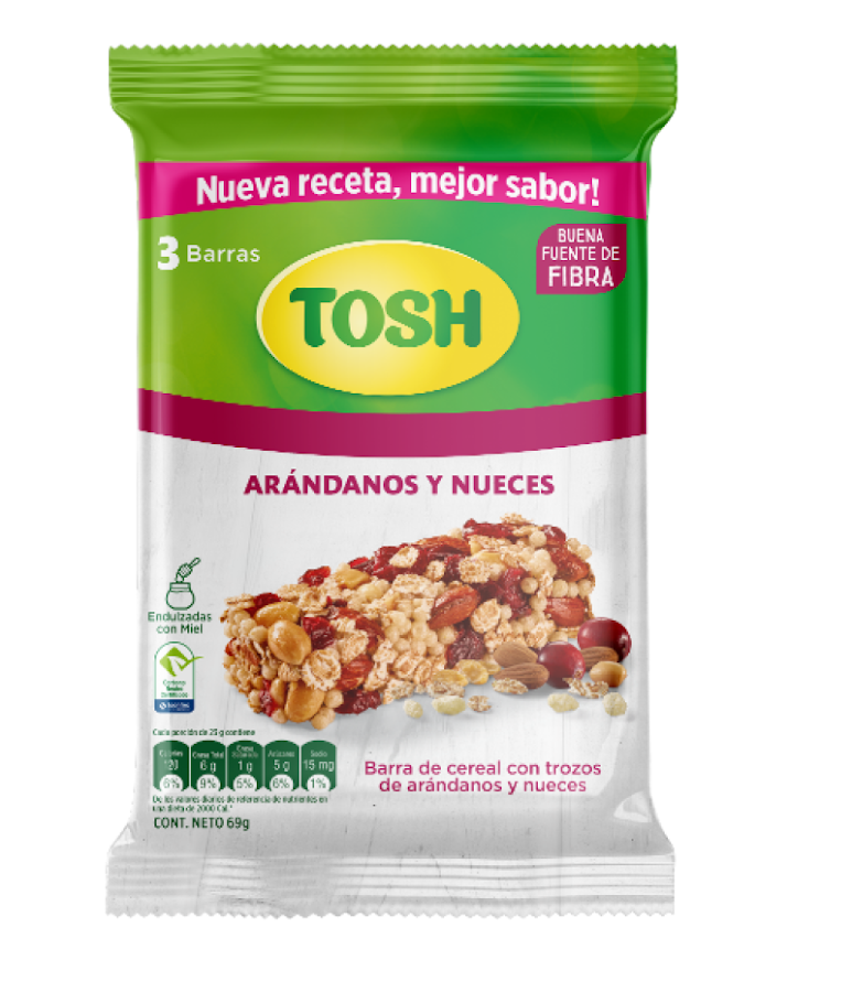 Barra Tosh Arandanos y Nueces x 3Und x 69Gr