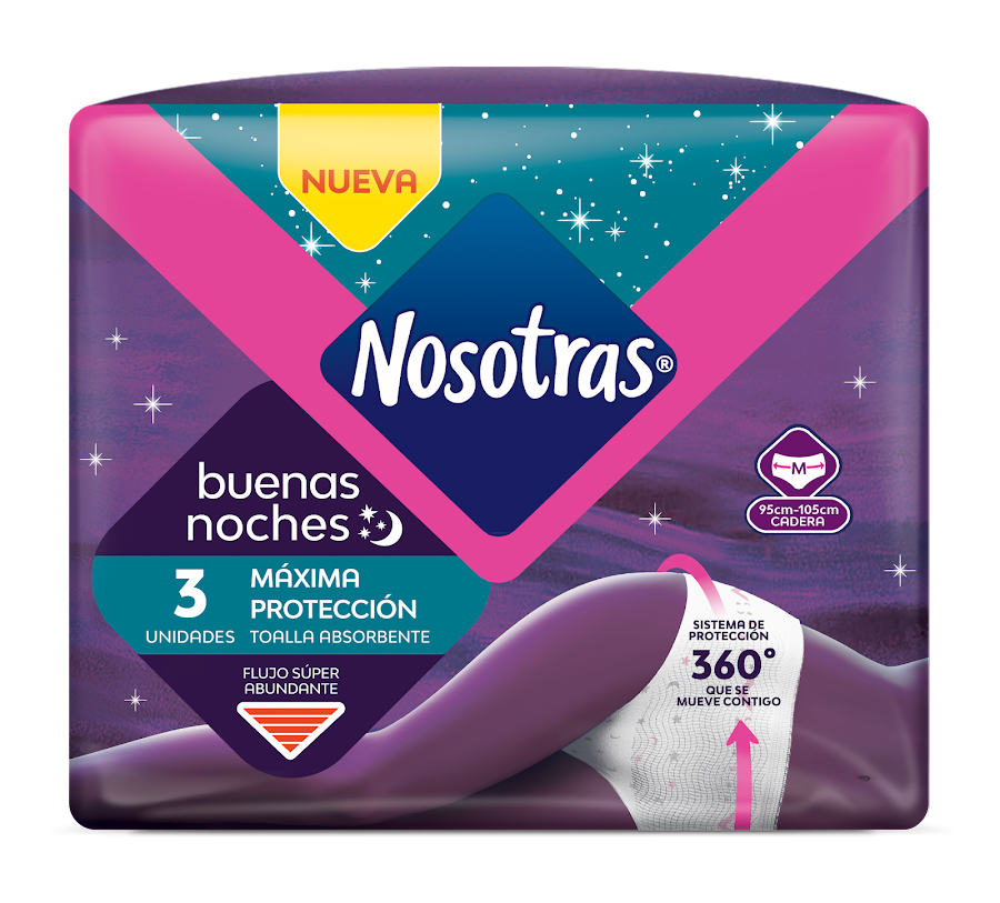Toallas Nosotras Buenas Noches Máxima Protección Talla M x3 unds