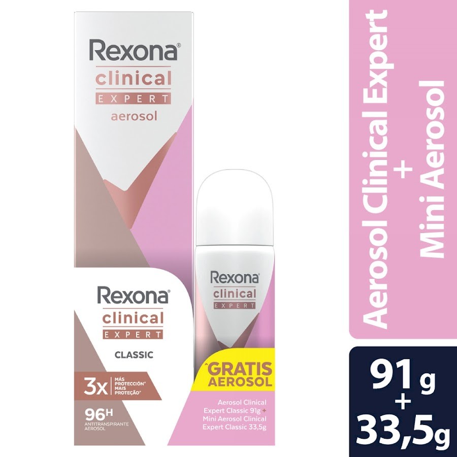 Oferta Desodorante Rexona Clinical Classic x 91gr + Mini Desodorante Rexona x 33.5gr
