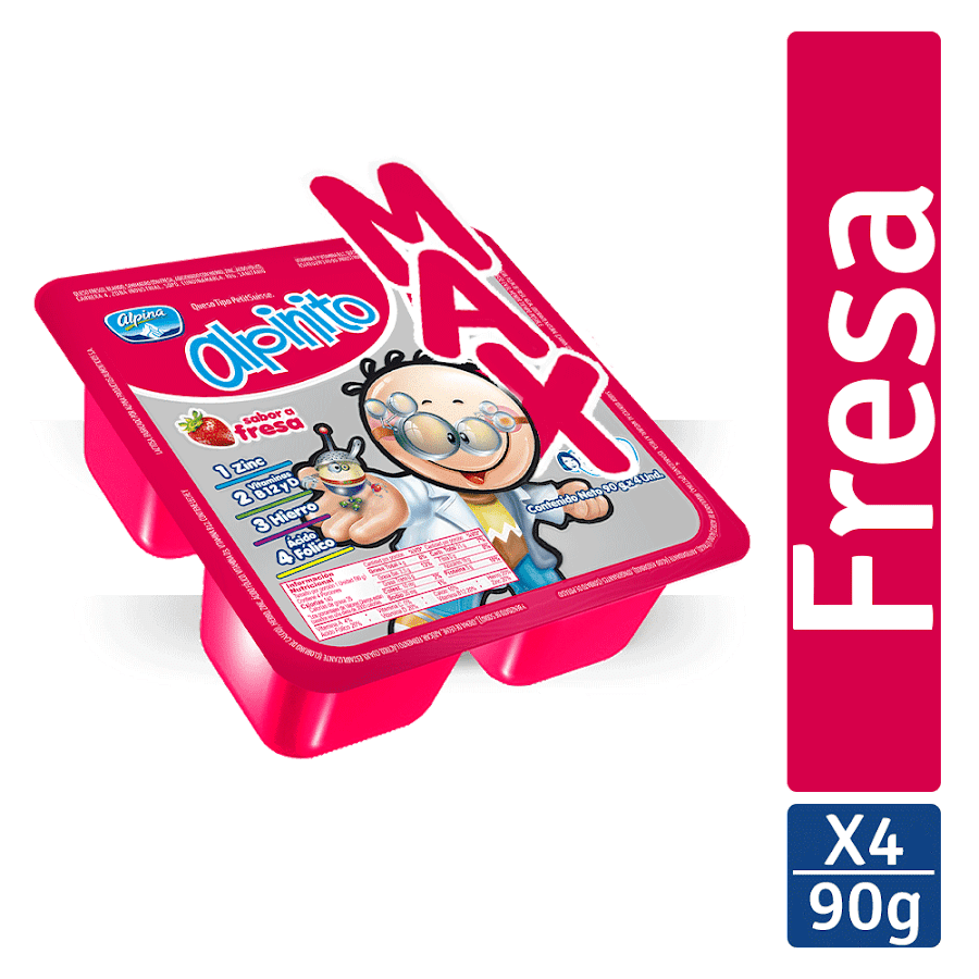 ALPINITO MAX SABOR FRESA X4UND. 90G.