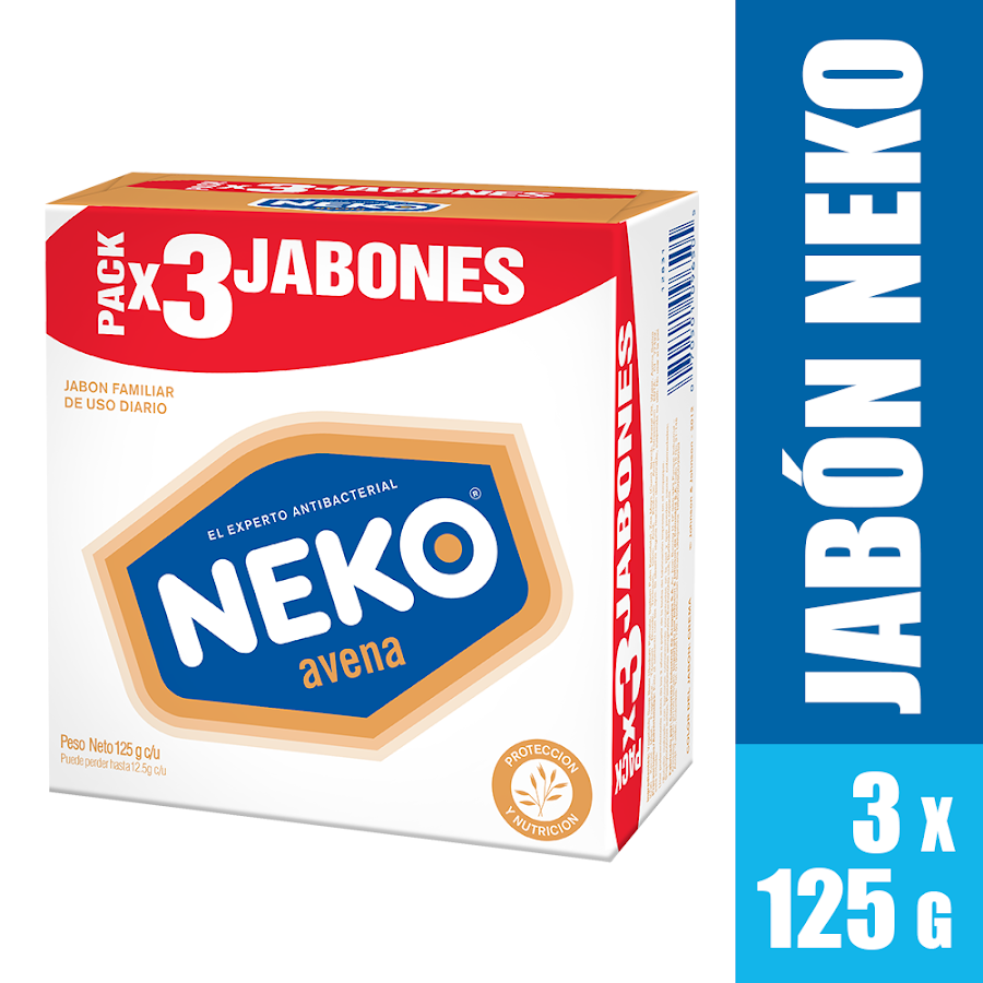 Jabon en Barra Neko Avena x 3Und de 125Gr c/u
