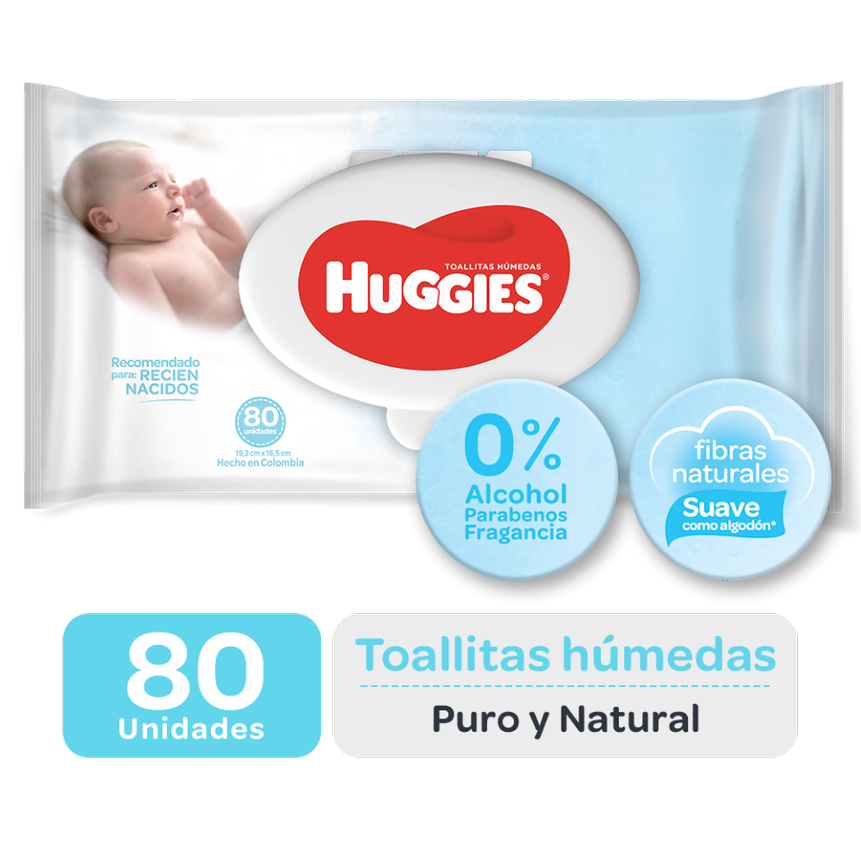 **Toallas Húmedas HUGGIES Recién Nacido Sin Alcohol x80Und