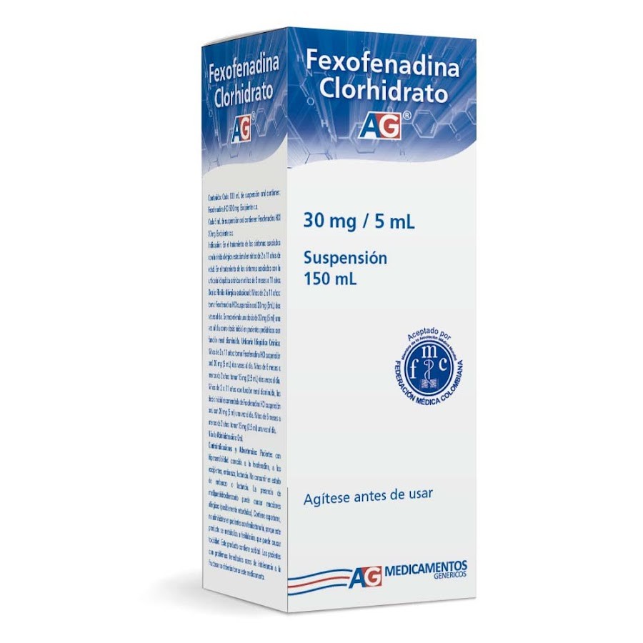 Fexofenadina Clorhidrato 30Mg/5Ml AG Suspencion x 150Ml
