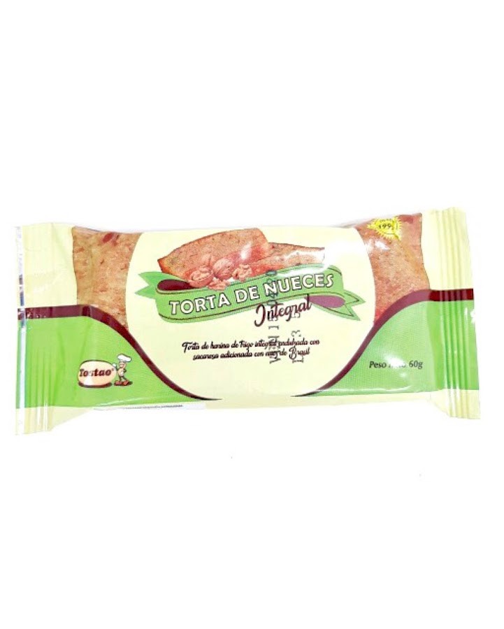 TORTA TOSTAO NATURAL NUECES INTEGRAL PAQUETE X60G.