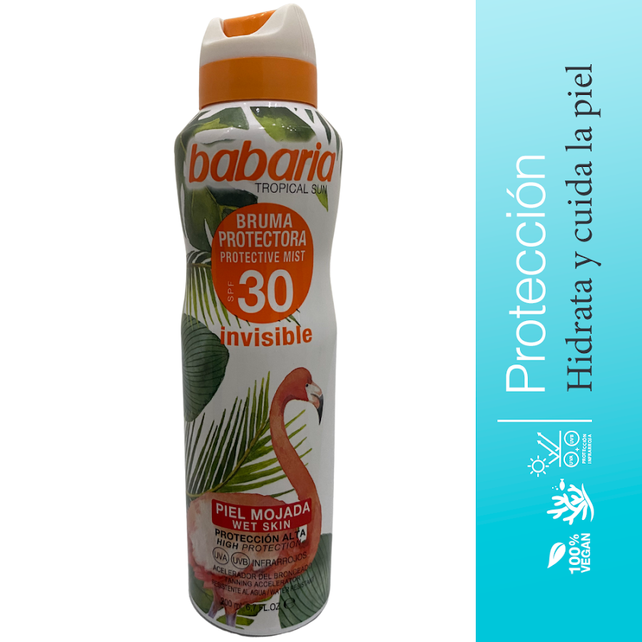Protector Solar Babaria Spray Piel Mojada Tropical F-30 X 200ml