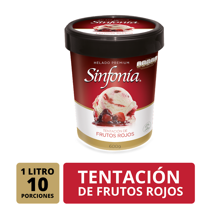 HELADO SINFONIA PREMIUM TENTACION DE FRUTOS ROJOS X1L