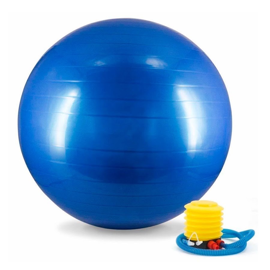 Balón Inflable Yoga Pilates 55cm con Inflador Color Azul
