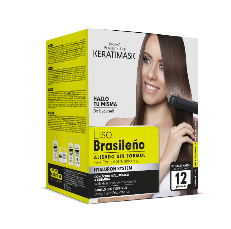 Kit Liso Brasileño Keratimask Alisado Con Ácido Hialurónico y Keratina Contiene 4und