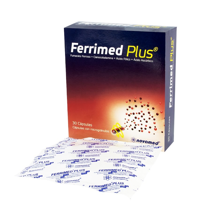 Ferrimed Plus Cápsulas Caja x30Cap. NOV Fumarato Ferroso Ácido Fólico