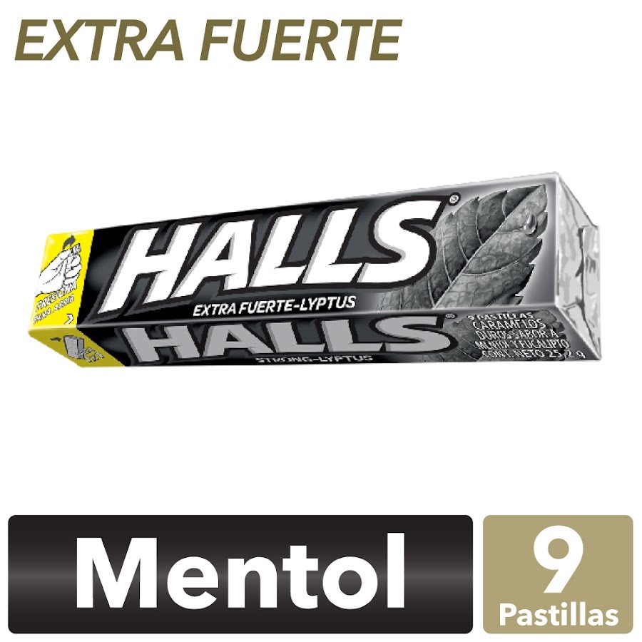 Menta Halls Extra Fuerte Barra X9Pas.